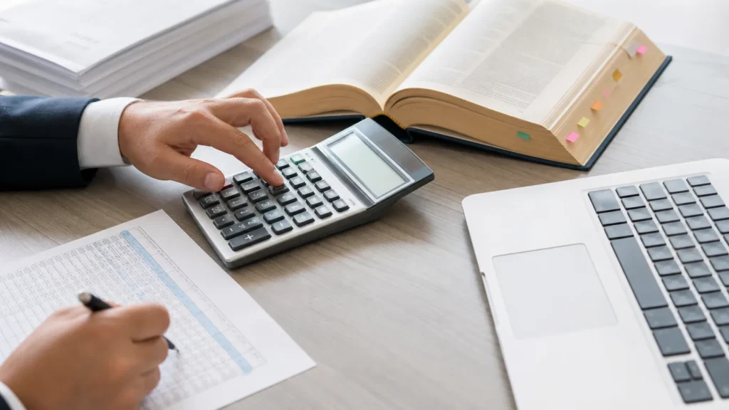 despesas do imóvel com contas e calculadora