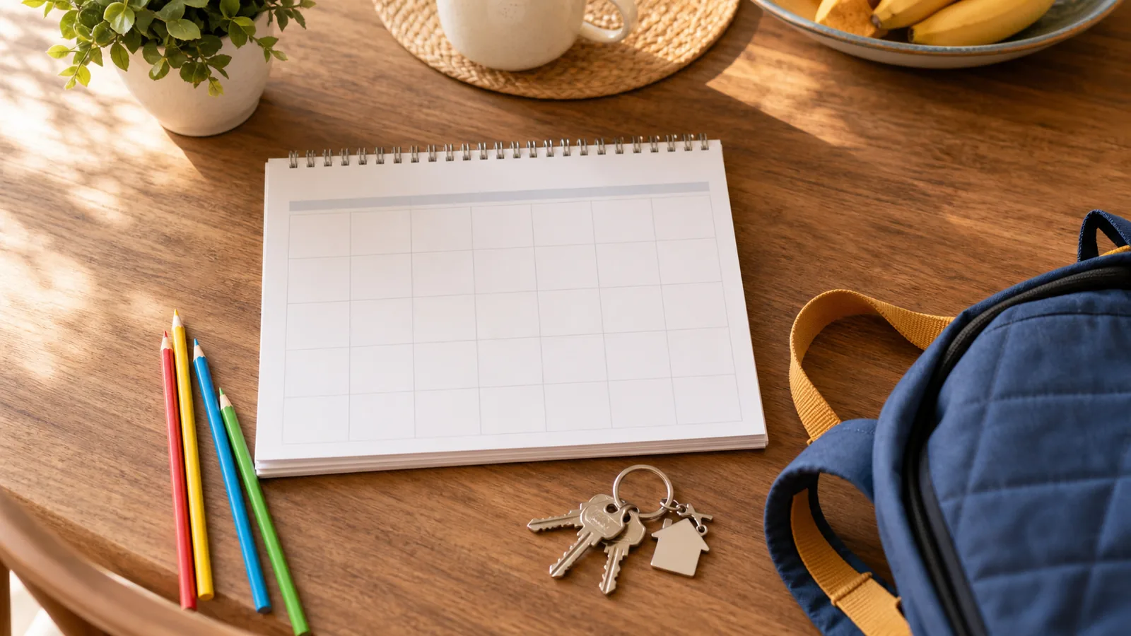 duas casas com agenda e mochila infantil